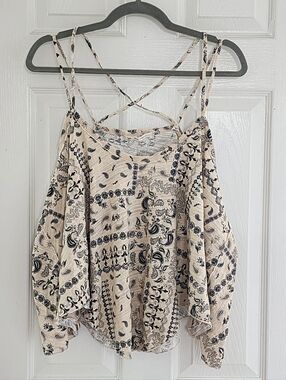 NWT Free People Chloe Paisley Strappy Swing Tank Top Tea Combo M